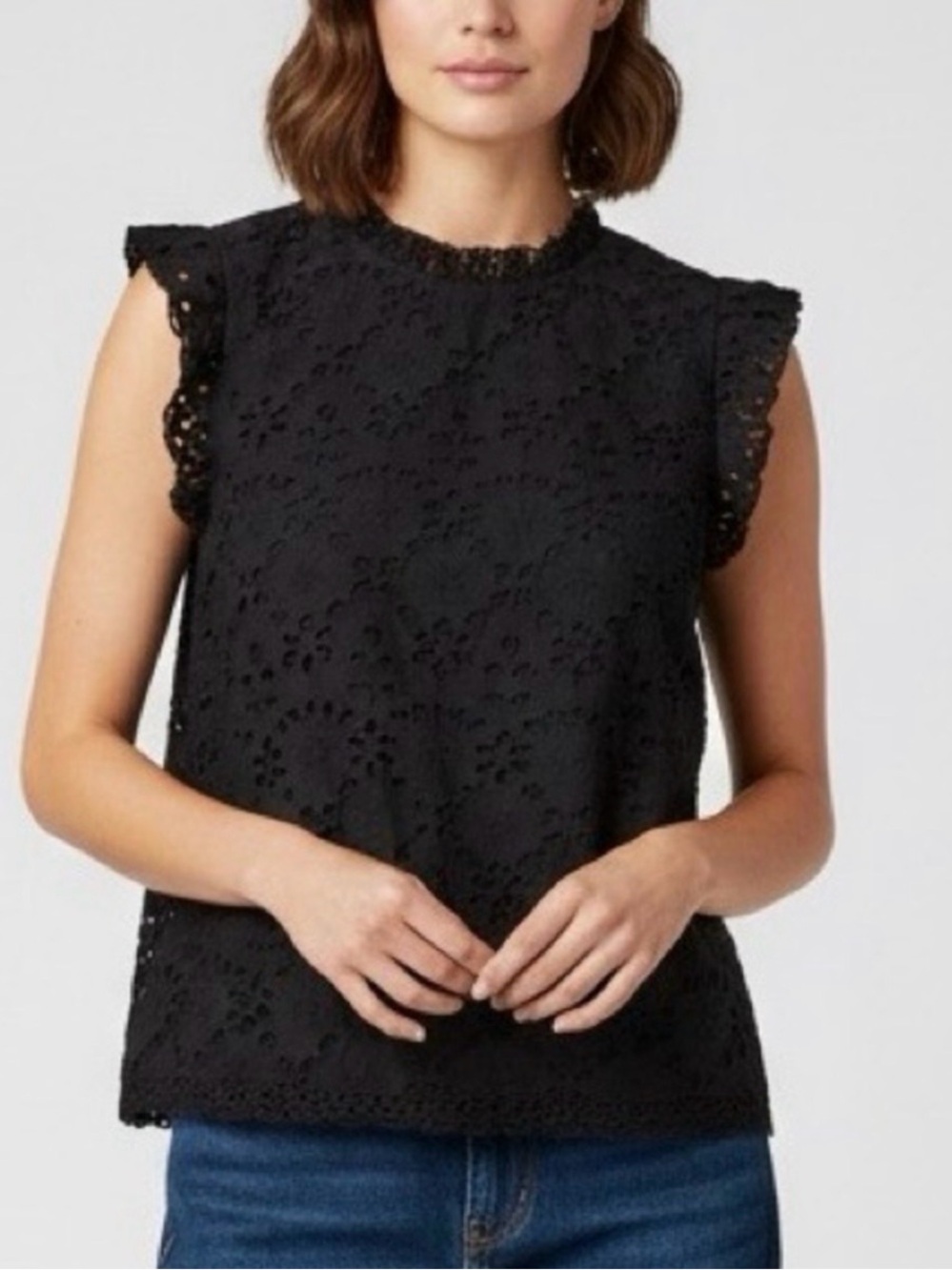 House of Harlow 1960 Black Eyelet Lace Blouse | Size Medium